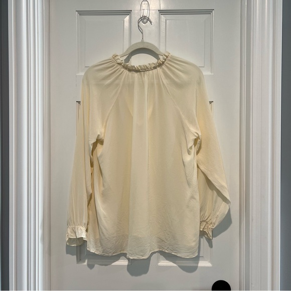 Spartina 449 Josette Silk Ruffle Blouse Large Buttercream Cream Ivory Sheer - Picture 4 of 4